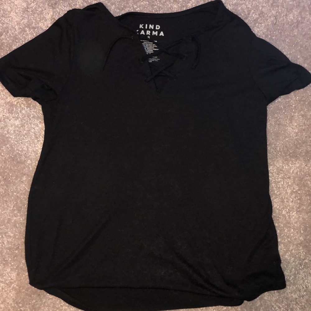 Black Lace Up Shirt
